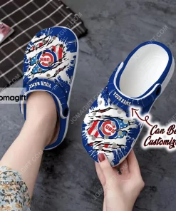 Custom Chicago Cubs Baseball Ripped American Flag Crocs Clog Shoes 1