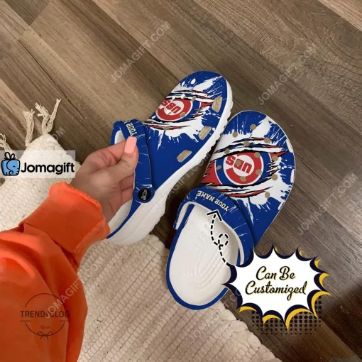 Custom Chicago Cubs Ripped Claw Crocs Clog Shoes