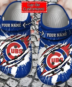 Custom Chicago Cubs Ripped Claw Crocs Clog Shoes 2