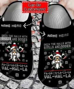 Custom Christmas Deck The Halls With Skulls And Bodies Crocs Clog Shoes 2