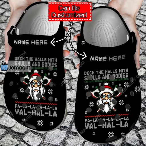 Custom Christmas Deck The Halls With Skulls And Bodies Crocs Clog Shoes