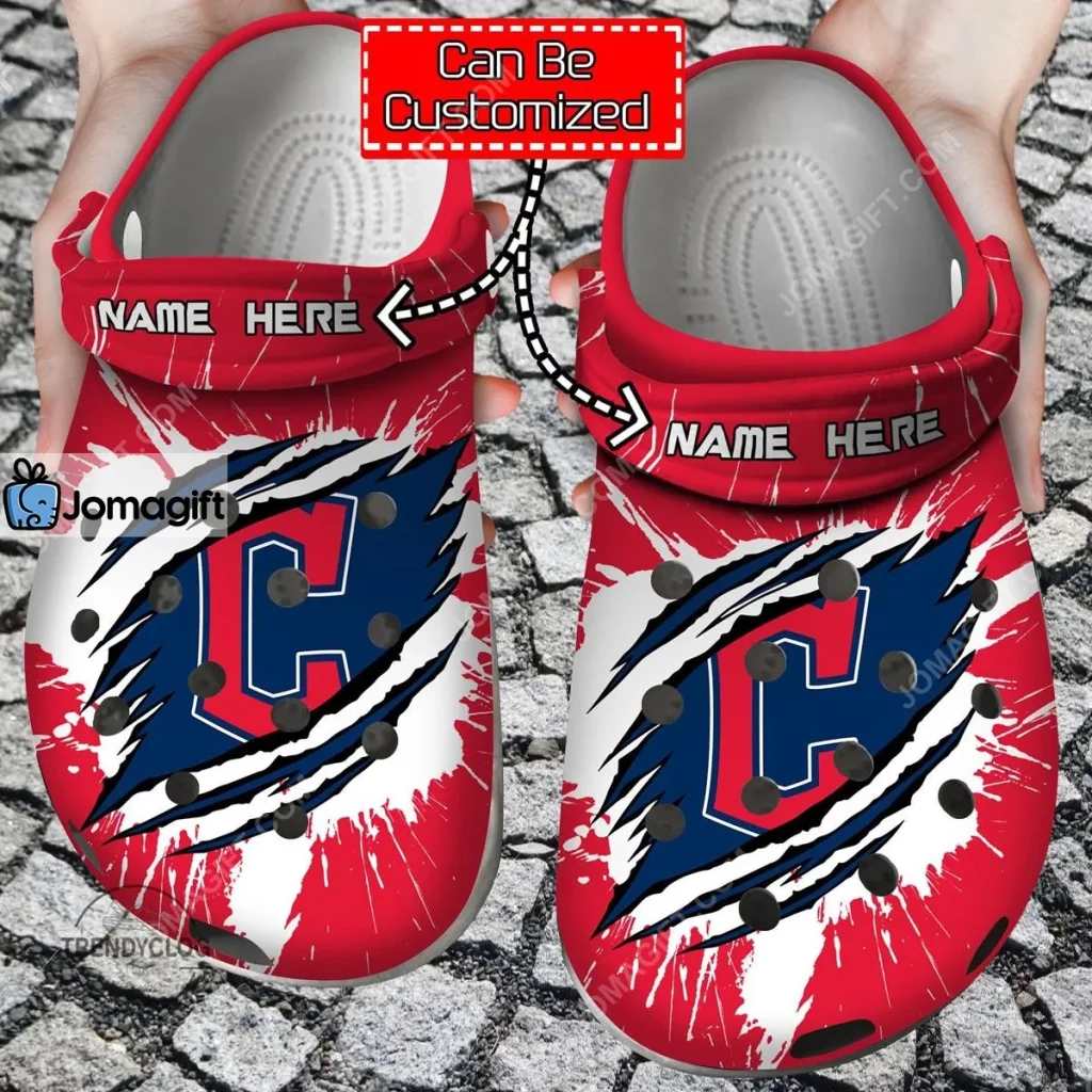 Custom Cleveland Guardians Ripped Claw Crocs Clog Shoes 2