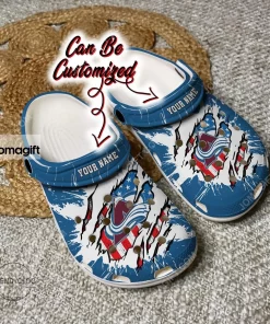 Custom Colorado Avalanche Hockey Ripped American Flag Crocs Clog Shoes 2