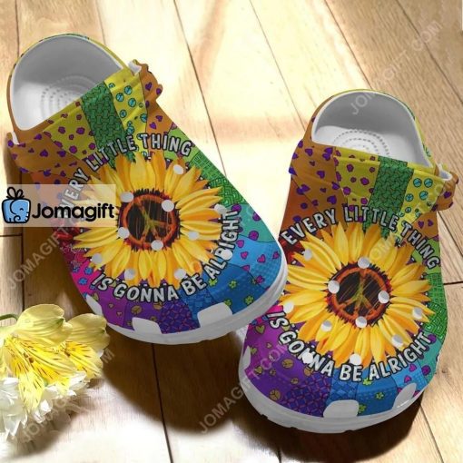 Custom Colorful Heart Hippie Sunflower Crocs Clog Shoes