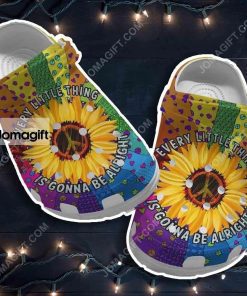 Custom Colorful Heart Hippie Sunflower Crocs Clog Shoes 2