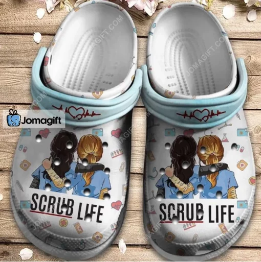 Custom Couple Nurse Scrub Life Outdoor Crocs Shoes