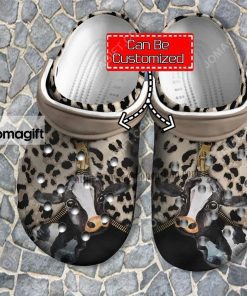 Custom Cow Leopard Leather Crocs Clog Shoes