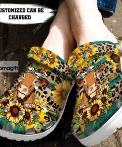 Custom Cute Cow Rustic Sunflower Tea Wood Leopard Crocs Clog Shoes 1