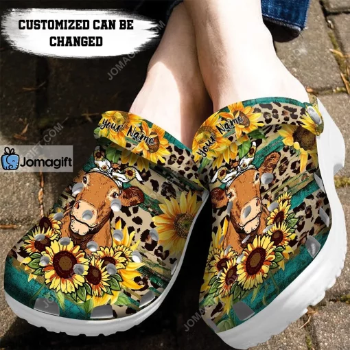 Custom Cute Cow Rustic Sunflower Tea Wood Leopard Crocs Clog Shoes