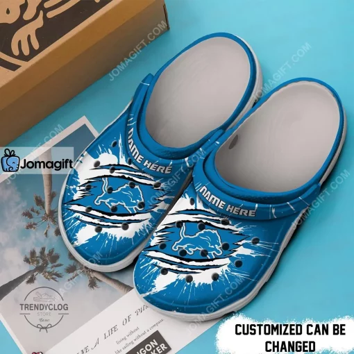 Custom Detroit Lions Football Ripped Claw Crocs Clog Shoes