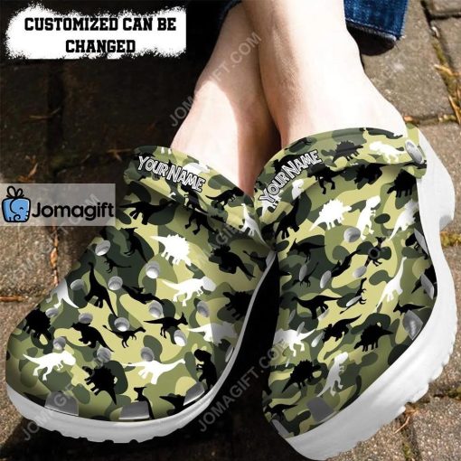 Custom Dinosaur Camo Military Crocs Clog Shoes