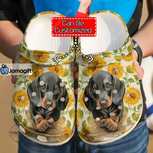 Custom Dog Dachshund Cute Sunflower Crocs Clog Shoes