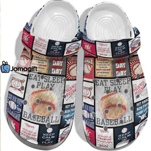 Custom Eat Sleep Play Baseball Crocs Clog Shoes