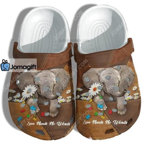 Custom Elephant Daisy Flower Leather Crocs Clog Shoes