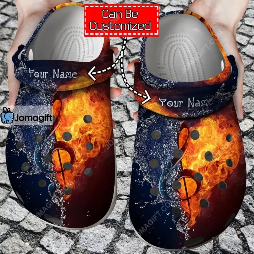 Custom Fire and Water Treble Clef Crocs Clog Shoes
