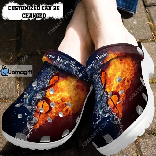 Custom Fire and Water Treble Clef Crocs Clog Shoes
