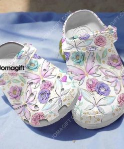 Custom Floral Butterfly Drawing Crocs Clog Shoes