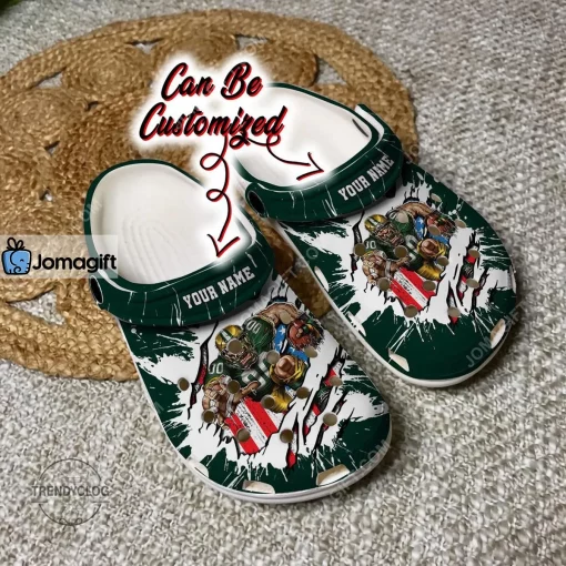 Custom Green Bay Packers Mascot Ripped Flag Crocs Clog Shoes