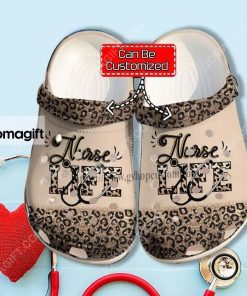 Custom Grandma Nurse Love Leopard Skin Crocs Clog Shoes