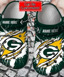 Custom Green Bay Packers Football Ripped Claw Crocs Clog Shoes