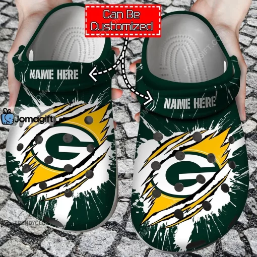 Custom Green Bay Packers Football Ripped Claw Crocs Clog Shoes