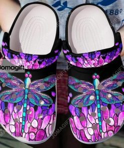 Custom Hippie Dragonfly Purple Crocs Clog Shoes 2