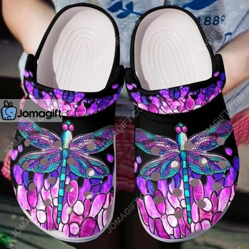 Custom Hippie Dragonfly Purple Crocs Clog Shoes