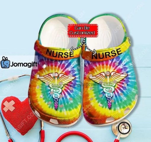 Custom Hippie Nurse Rainbow Color Crocs Clog Shoes