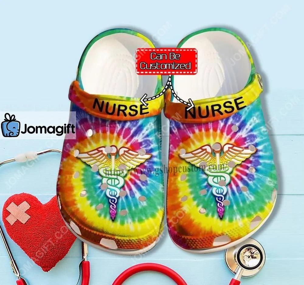 Custom Hippie Nurse Rainbow Color Crocs Clog Shoes - Jomagift