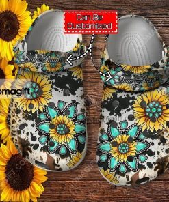 Custom Hippie Sunflower Leopard Cow Skin Crocs Clog Shoes