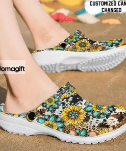Custom Hippie Sunflower Leopard Cow Skin Crocs Clog Shoes 2