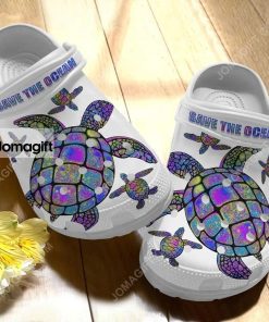 Custom Hippie Trippy Turtle Girl – Save The Ocean Crocs Clog Shoes 1