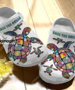 Custom Hippie Trippy Turtle Girl – Save The Ocean Crocs Clog Shoes 2
