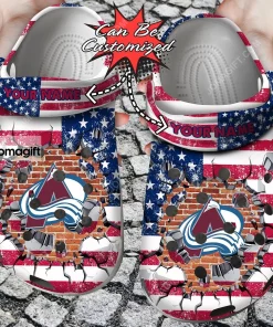 Custom Hockey Team American Flag Breaking Wall Crocs Clog Shoes 2