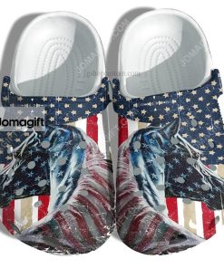 Custom Horse America Usa Flag – 4Th Of July Crocs Clog Shoes 1