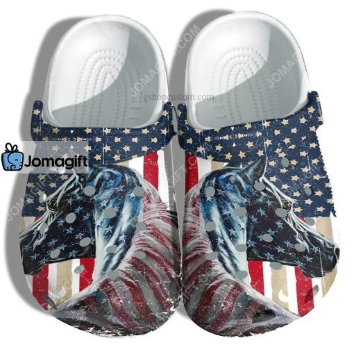 Custom Horse America Usa Flag – 4Th Of July Crocs Clog Shoes