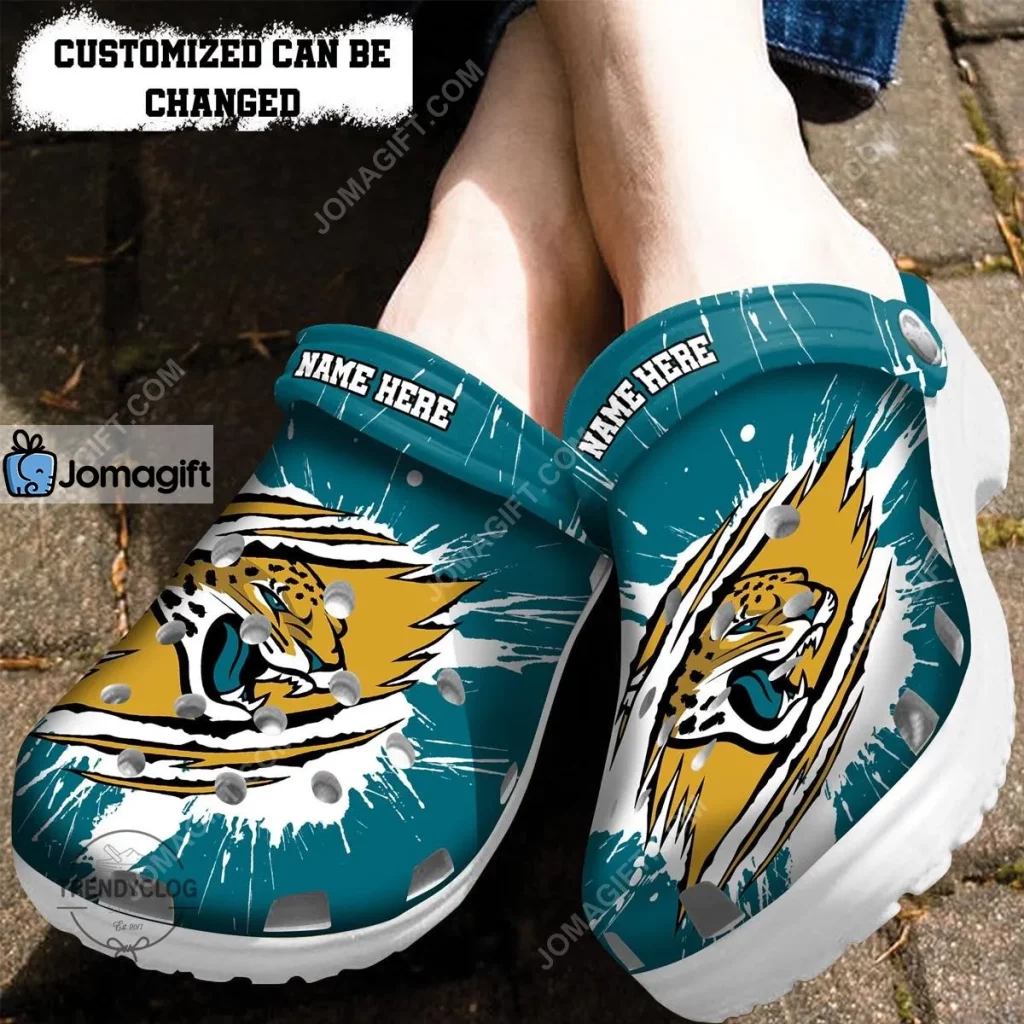Custom Jacksonville Jaguars Ripped Claw Crocs Clog Shoes