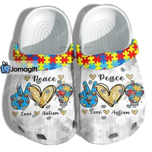 Custom Light Puzze Peace Love Autism Crocs Clog Shoes