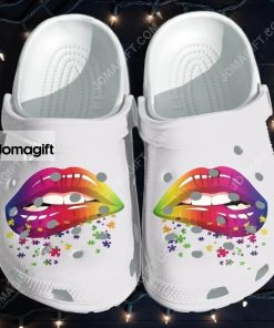 Custom Lip Rainbow Puzzle Crocs Clog Shoes 1