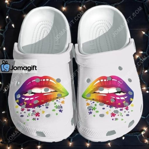 Custom Lip Rainbow Puzzle Crocs Clog Shoes