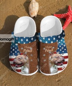 Custom Love Pitbull Usa Flag – 4Th Of July Crocs Clog Shoes 1