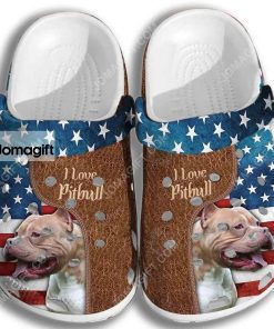 Custom Love Pitbull Usa Flag – 4Th Of July Crocs Clog Shoes 2