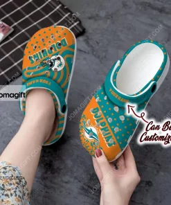 Custom Miami Dolphins Polka Dots Colors Crocs Clog Shoes 1