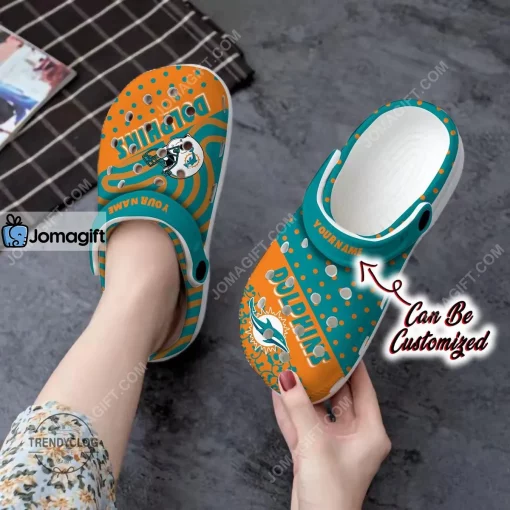 Custom Miami Dolphins Polka Dots Colors Crocs Clog Shoes