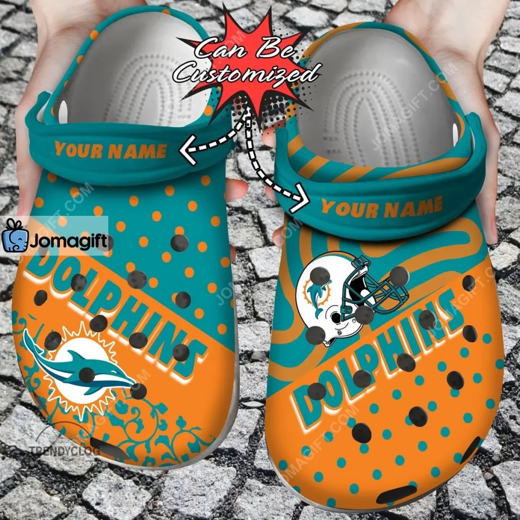 Custom Miami Dolphins Polka Dots Colors Crocs Clog Shoes - Jomagift