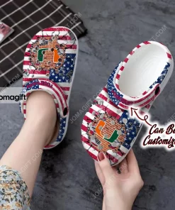 Custom Miami Hurricanes American Flag New Crocs Clog Shoes