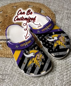 Custom Minnesota Vikings American Flag Crocs Clog Shoes 1