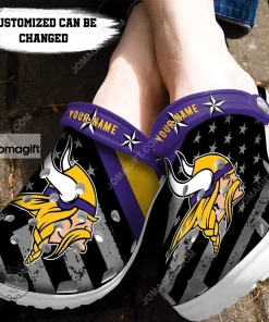 Custom Minnesota Vikings American Flag Crocs Clog Shoes