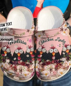 Custom Name Chicken Lady Gift For Lover Crocs Shoes 1