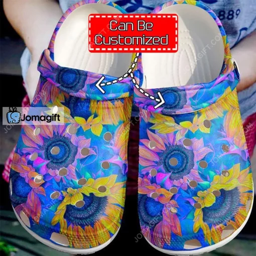 Custom Name Hippie Sunflower Colorful Crocs Shoes